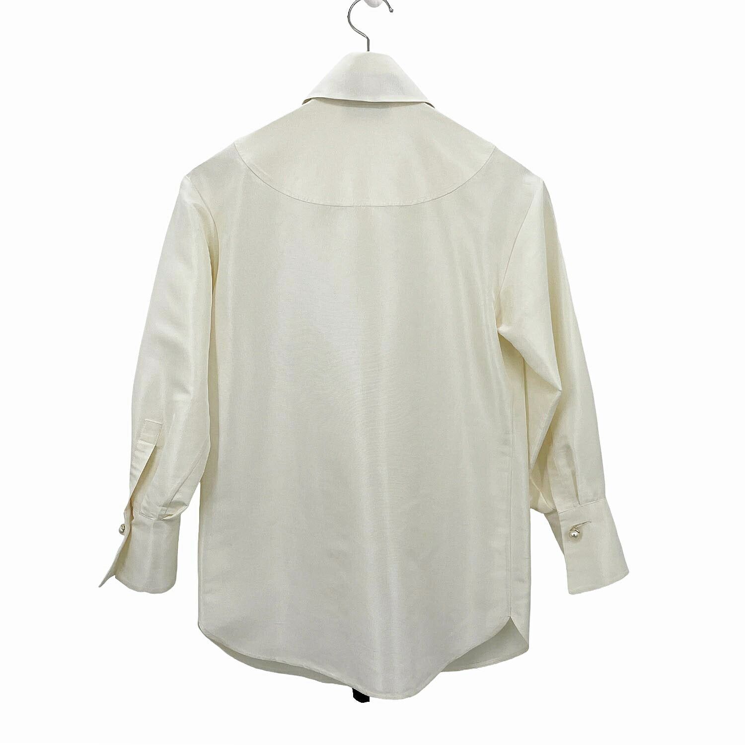 CHANEL シャネル シルク ブラウス サイズ34 リボン パール ボウタイ