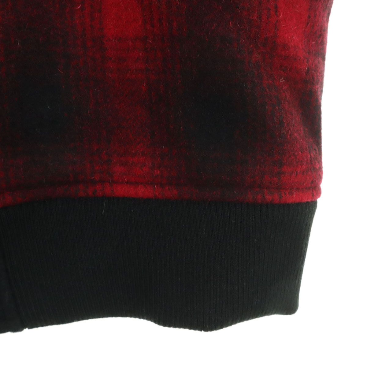 VANSON バンソン ウールブレンド チェック スタジャン M レッド TALON