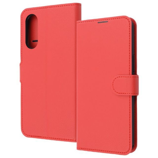 本物保証，爆買い らくらくスマートフォンa ケース 手帳型 レッド ルーペ付き 耐衝撃 傷に強い 頑丈 丈夫 強い シンプル カード 収納 ポケット ストラップホール 付 スタンド 機能 マグネット ベルト ワイモバ その他