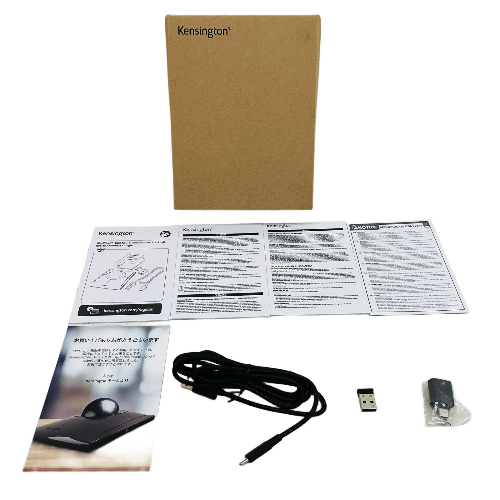 Kensington SlimBlade Pro K72085JP ワイヤレス トラックボールマウス