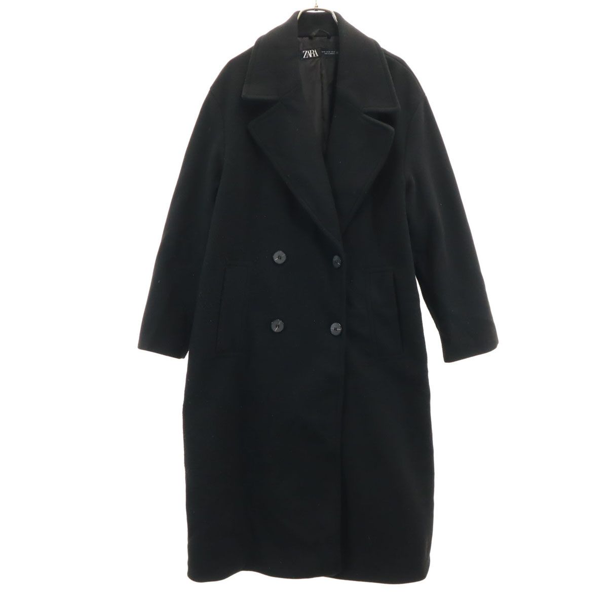 ZARA ザラ ダブルブレスト チェスターコート XS ブラック レディース