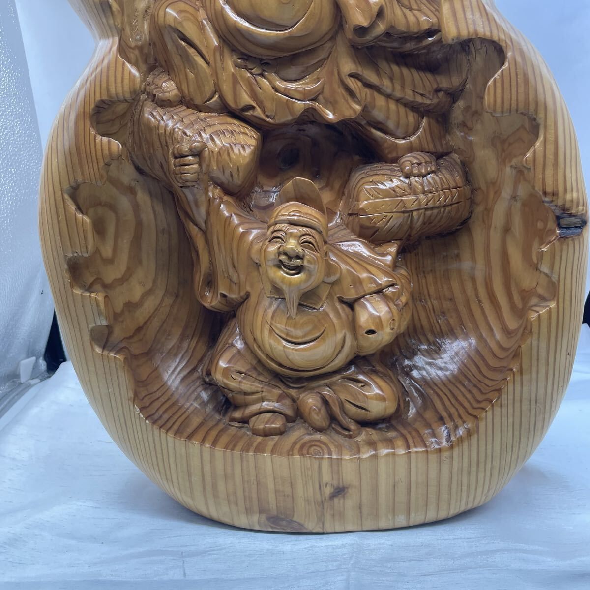 特大サイズ 布袋様・大黒天 瓢箪型 縁起物 七福神 縁起 木製 当時物 木彫り 木彫り 大黒天 高さ9cm 置物 ねずみ付き 七福神 縁起物 : 仏像と縁起物