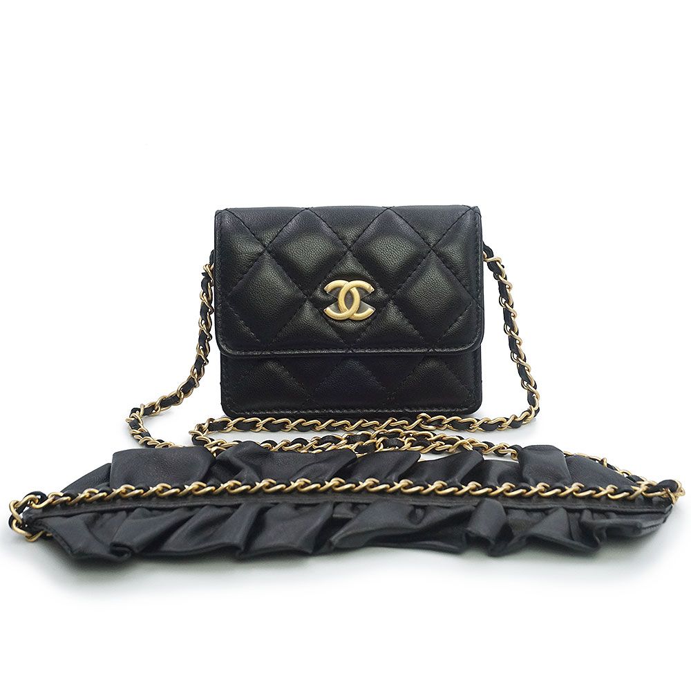 CHANEL マトラッセ　チェーンウォレット ラムスキン　ケース　財布 シャネル マトラッセ ミニ チェーン ウォレット カードケース 財布