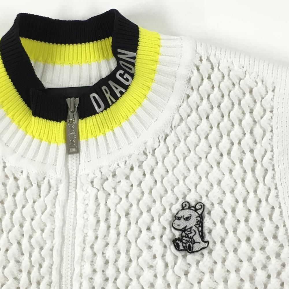 美品】ダンスウィズドラゴン ニットベスト 白×黒×イエロー 凹凸生地