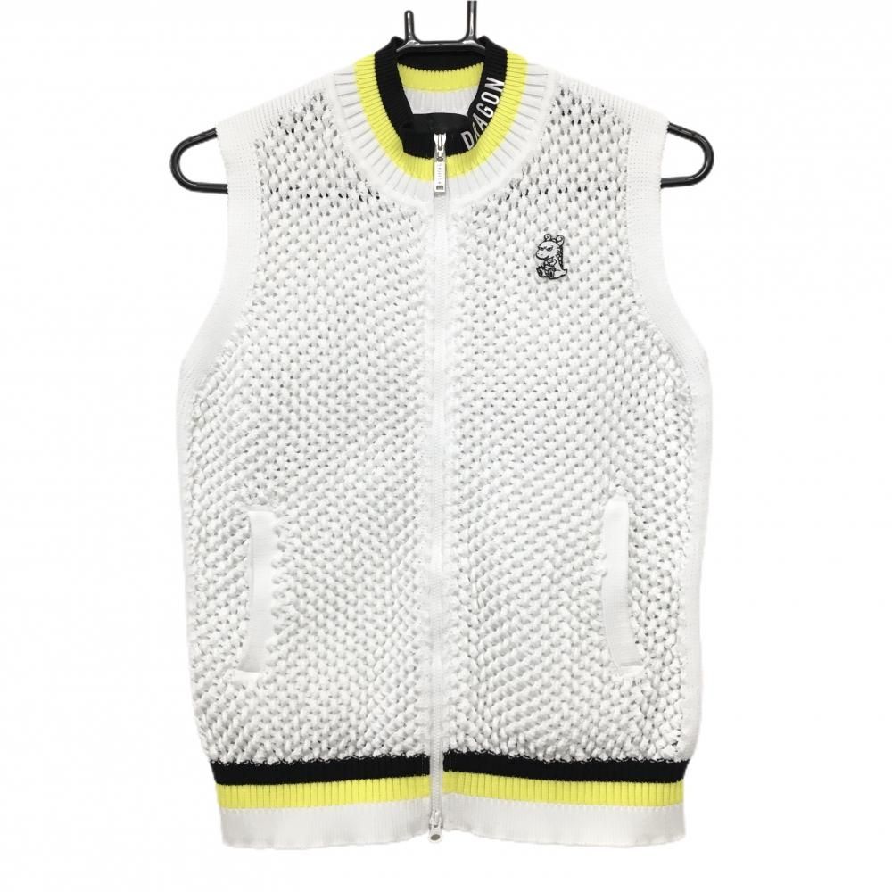 美品】ダンスウィズドラゴン ニットベスト 白×黒×イエロー 凹凸生地