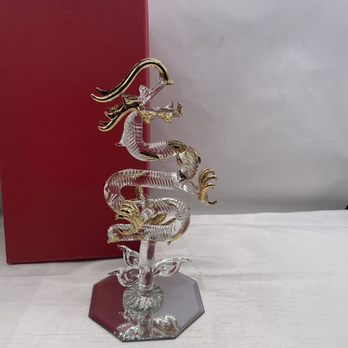 美品】ガラス細工 特大昇り龍 クリスタルドラゴン ショップ 置物