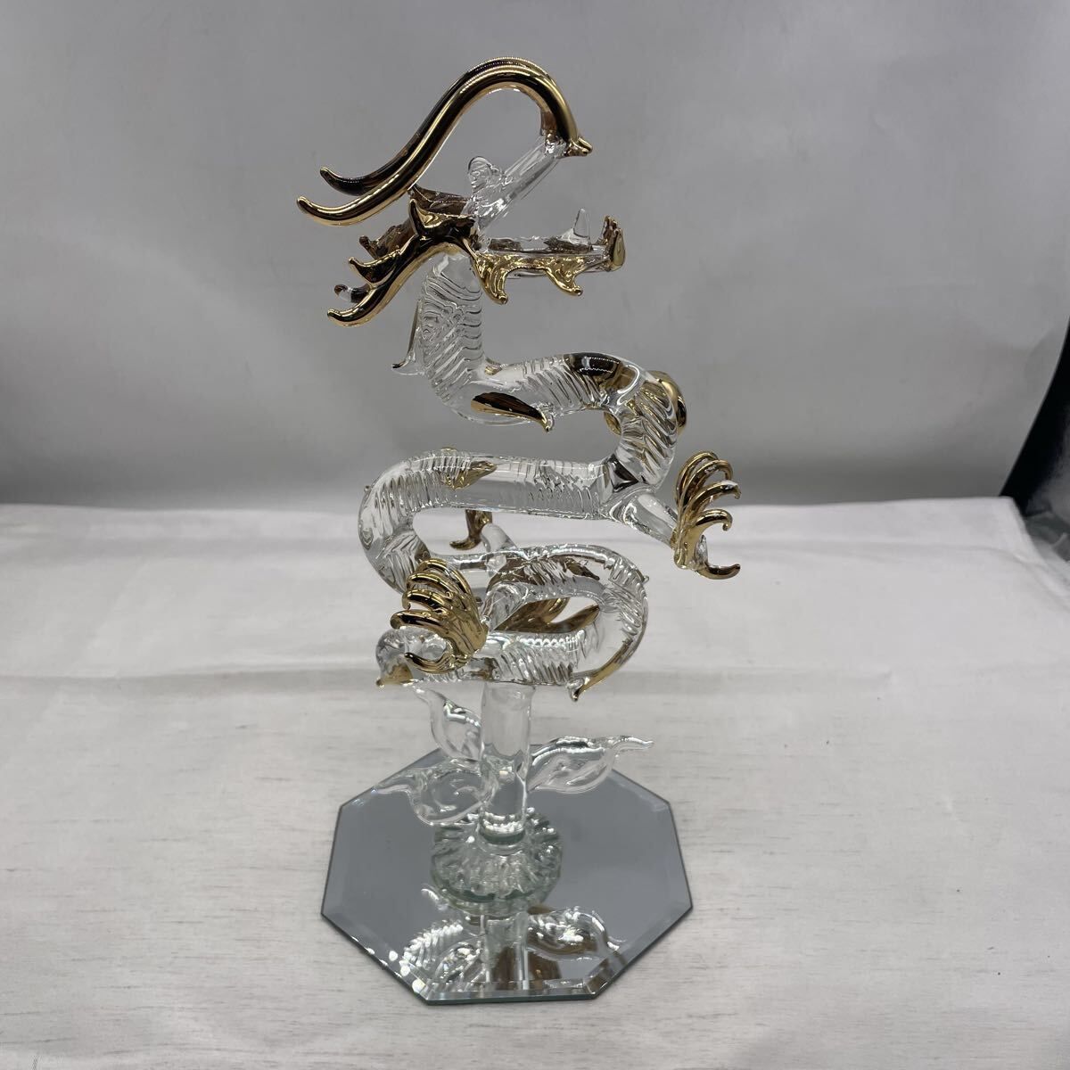 美品】ガラス細工 特大昇り龍 クリスタルドラゴン ショップ 置物