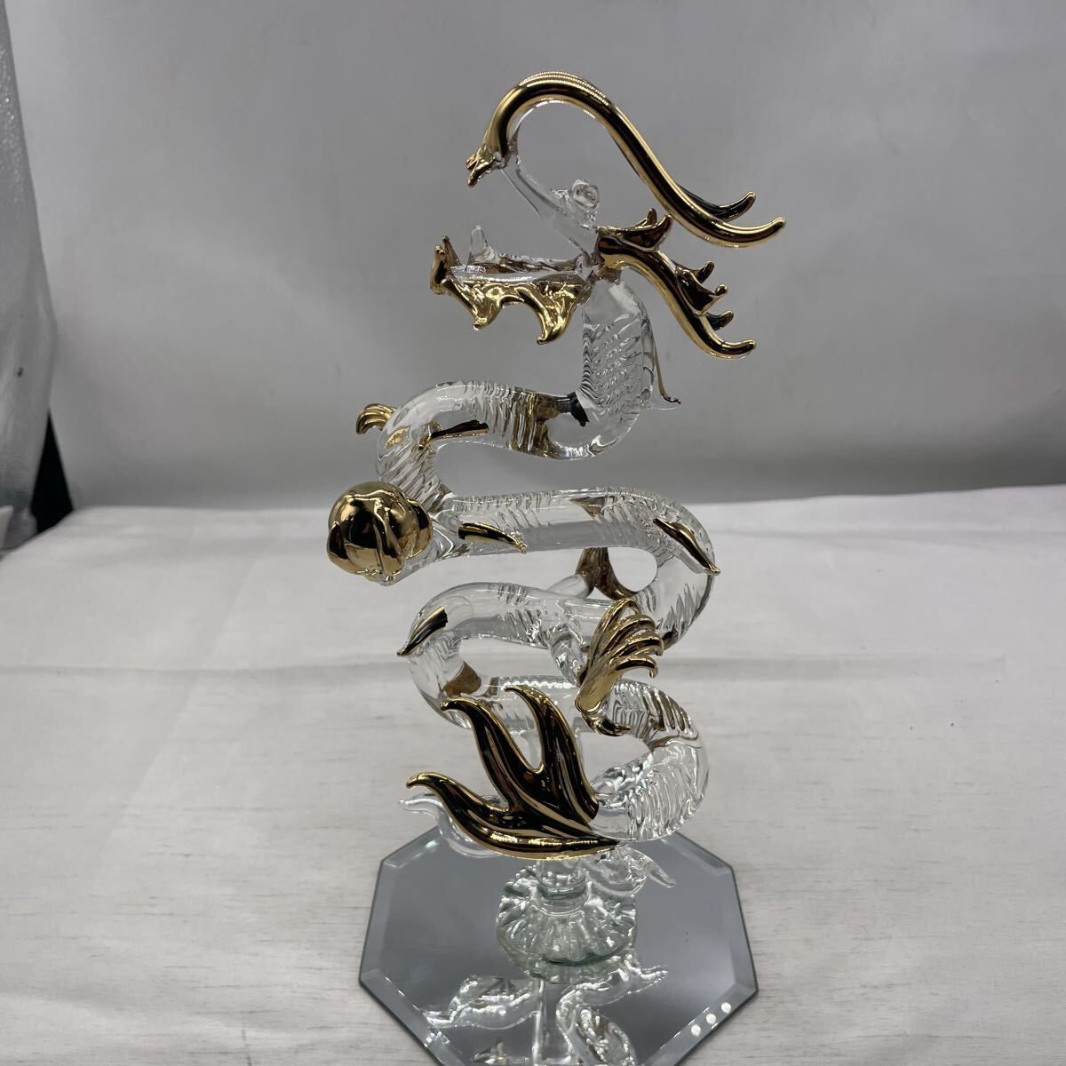 美品】ガラス細工 特大昇り龍 クリスタルドラゴン ショップ 置物