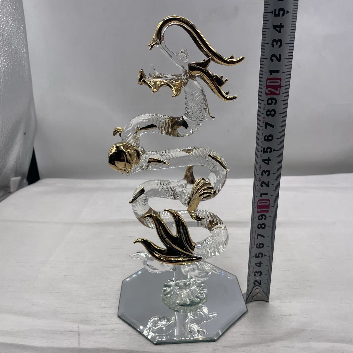 美品】ガラス細工 特大昇り龍 クリスタルドラゴン ショップ 置物