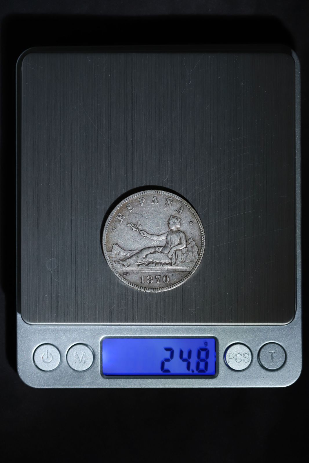 『NGC XF40』スペイン臨時政府5ペセタ銀貨(1870年) スペイン 臨時政府 5ペセタ銀貨 1870年銘 スペインの女神 シルバー