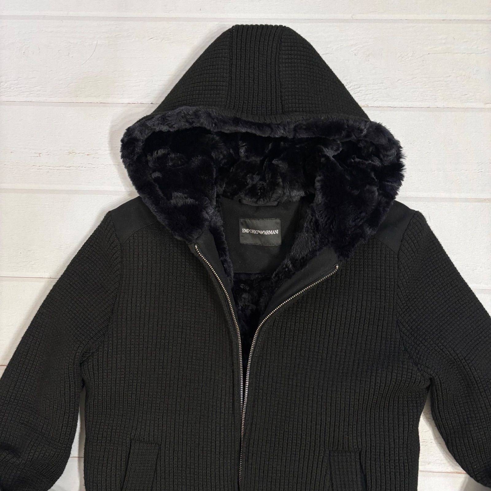 美品 EMPORIO ARMANI エンポリオアルマーニ 編み込み ニット ボア