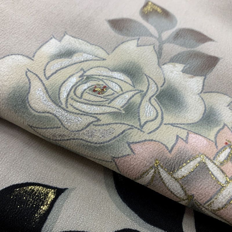 601aa2◇アンティーク着物 シック 薔薇 金彩 レトロモダン 大正ロマン
