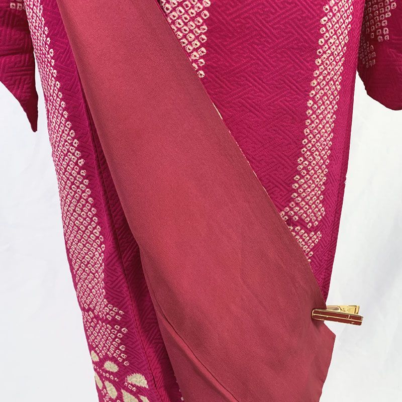 601aa15◇アンティーク着物 竹に桐 絞り締め レトロモダン 大正ロマン