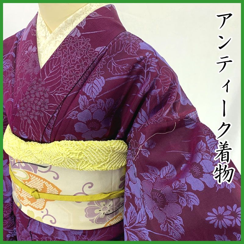 1点もの　大正ロマン　アンティーク着物　七五三　紫　花尽くし 1点もの 大正ロマン アンティーク着物 七五三 紫 花尽くし