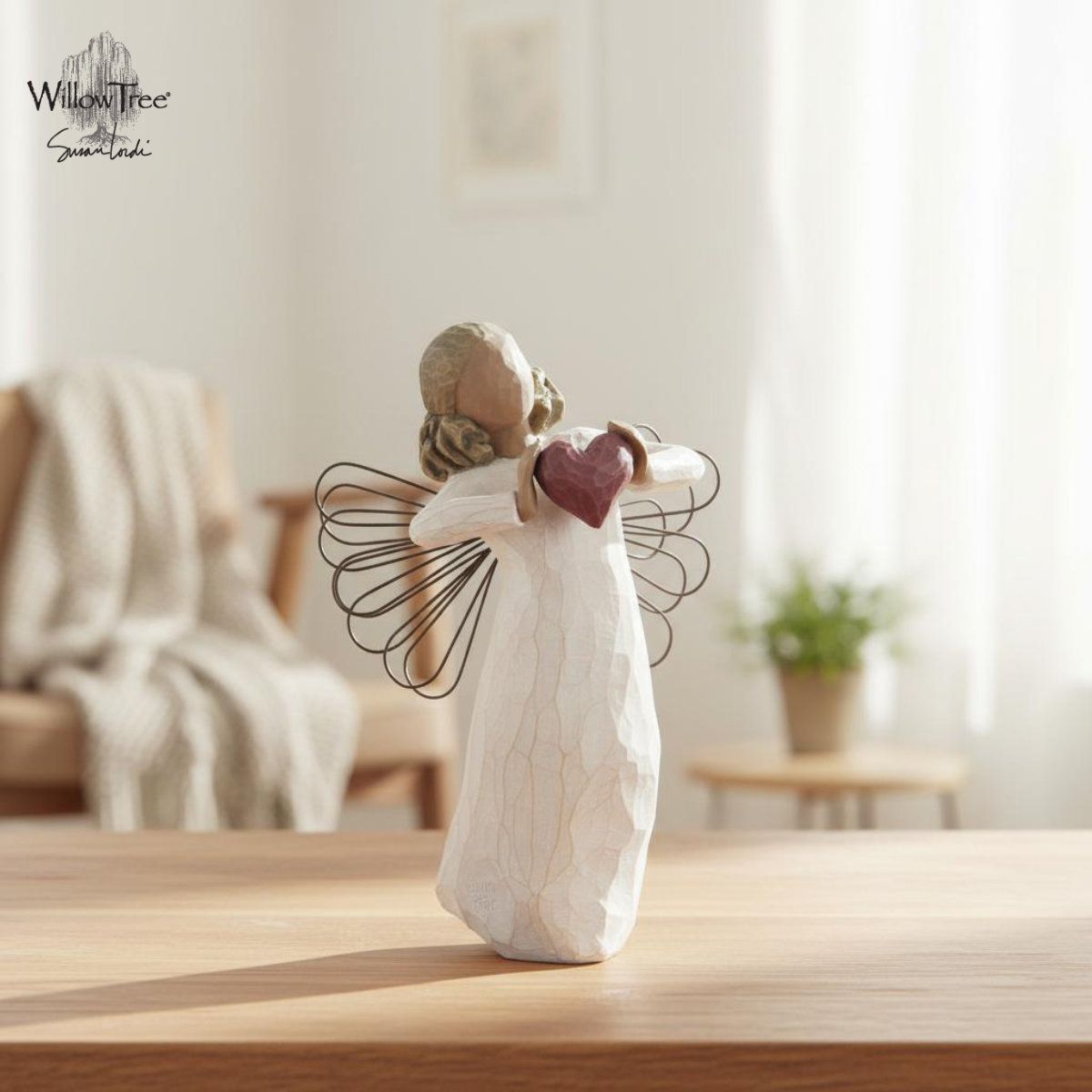 ウィローツリー天使像 With Love - 愛をこめて 14cm ハート | おしゃれ 置物 彫刻 人形 インテリア スーザン･ローディ 正規輸入品