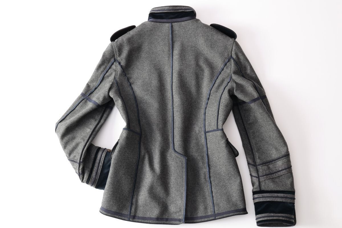 【極美品】DOLCE&GABBANA ベロア切り替えナポレオンコート　銀ボタン 正規品☆DOLCE&GABBANA ドルチェ&ガッバーナ☆ナポレオンハーフコート