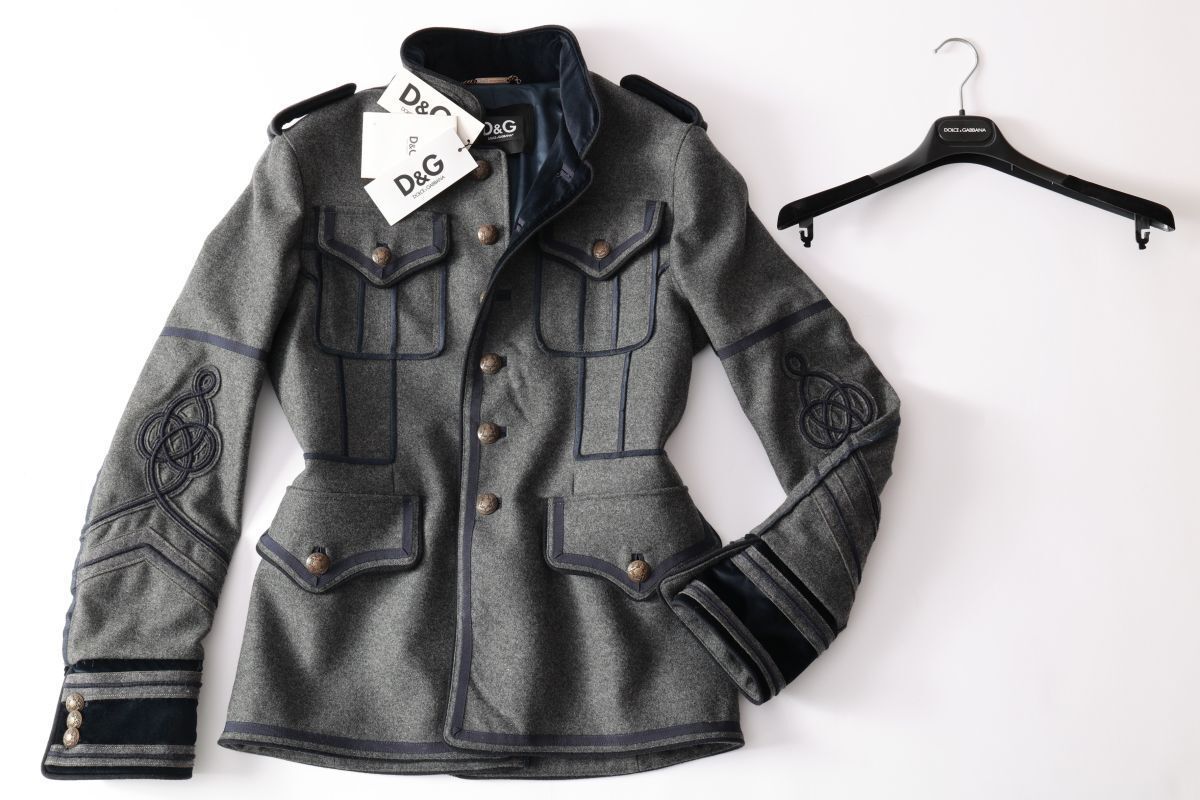 【美品】ドルチェアンドガッバーナ　ロングコート　ナポレオン　レオパード　42 正規品☆DOLCE&GABBANA ドルチェ&ガッバーナ☆ナポレオンハーフコート