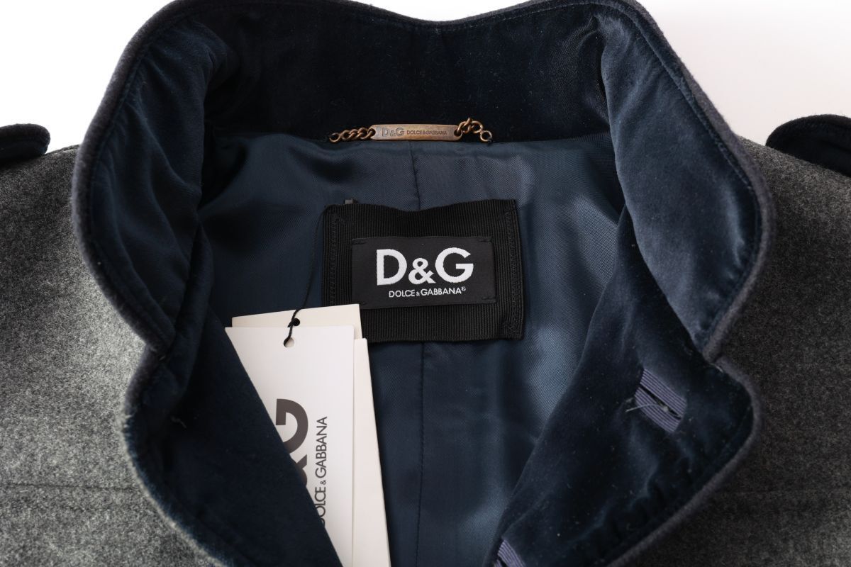 【極美品】DOLCE&GABBANA ベロア切り替えナポレオンコート　銀ボタン 正規品☆DOLCE&GABBANA ドルチェ&ガッバーナ☆ナポレオンハーフコート