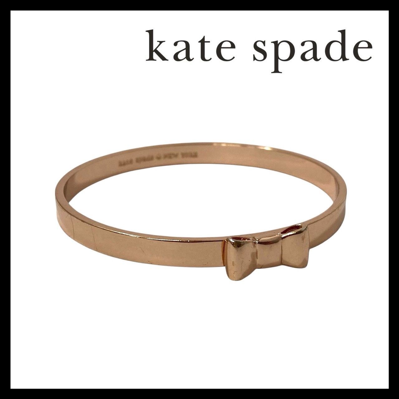 M【kate spade】リボン バングル ピンクゴールド/金カラー 