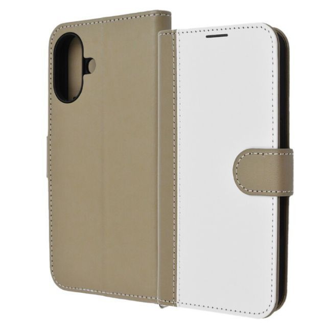 iPhone16 ケース 手帳型 ホワイト トープ ベージュ バイカラー カバー PU レザー 耐衝撃 カード 収納 ポケット ストラップホール 付 スタンド機能付き iPhone 2024 6.1inch ２眼 アイホン アイフォン No