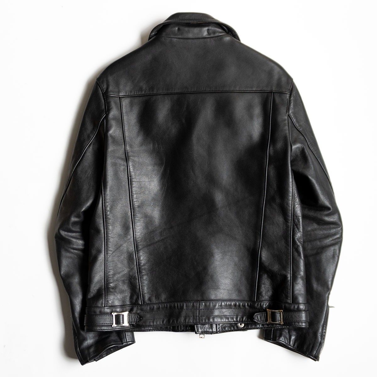 38サイズ 666 ライダースジャケット ダブル ブラック ステアハイド 美品】666 triple six【ステアハイド タイトフィット フロントフラップ