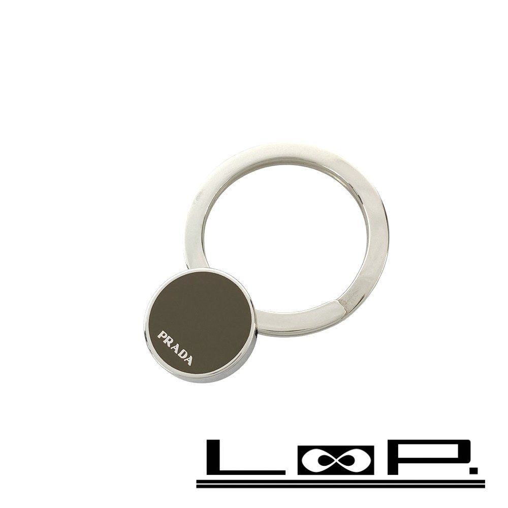 プラダ □新同□ キーリング キーホルダー ブラウン 購入 シルバー SS