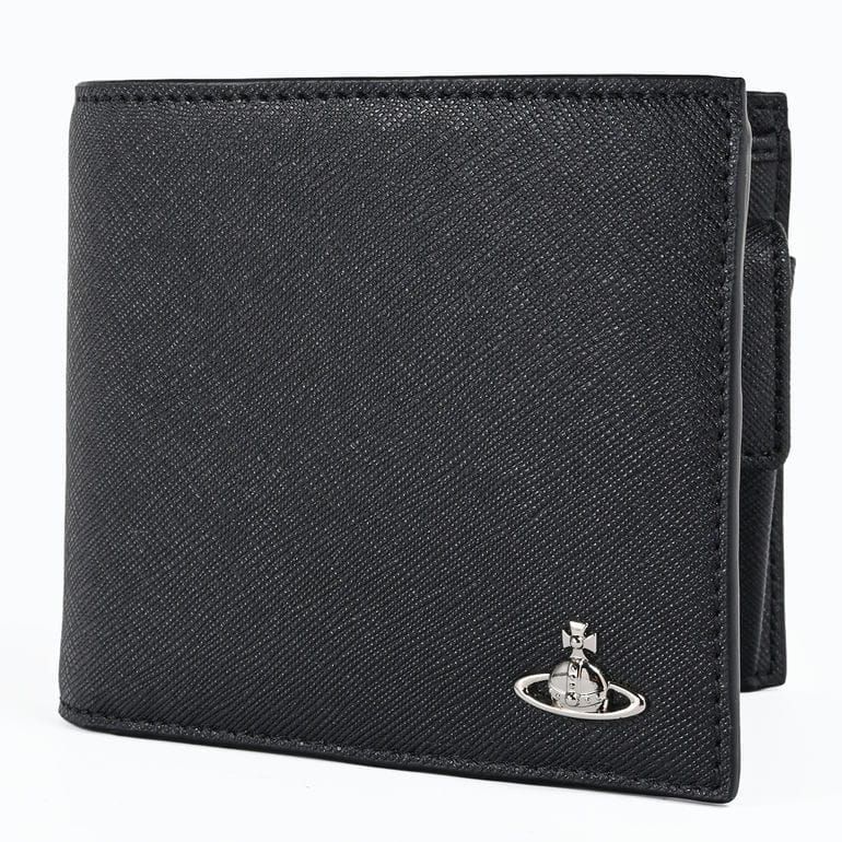 超激得，定番 新品 ヴィヴィアンウエストウッド Vivienne Westwood 二つ折り財布  小銭入れ付 メンズ サフィアーノ ブラック 5115003NM S0021 BLACK 二つ折り財布