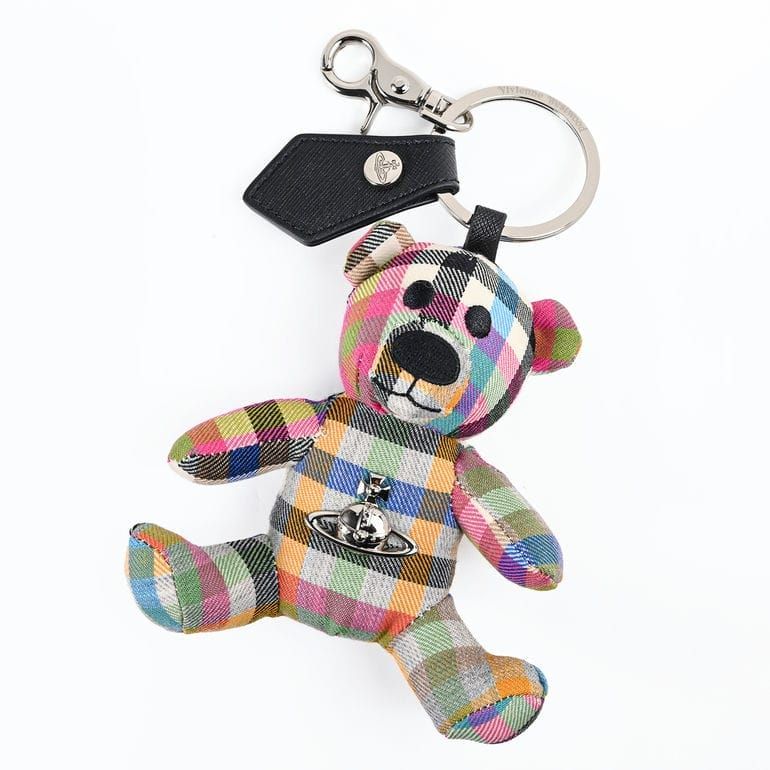 新品 ヴィヴィアンウエストウッド Vivienne Westwood キーリング キーホルダー チャーム テディベア チェック柄 マルチカラー 82120005U W01CV MULTI