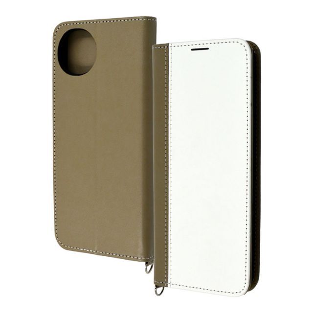 AQUOSwish4 手帳型 ケース ホワイト トープ ベージュ バイカラー カバー PU レザー 耐衝撃 カード 収納 ポケット ストラップホール 付 スタンド機能付き AQUOS wish4 SH-52E アクオス ウイッシュ SHARP 