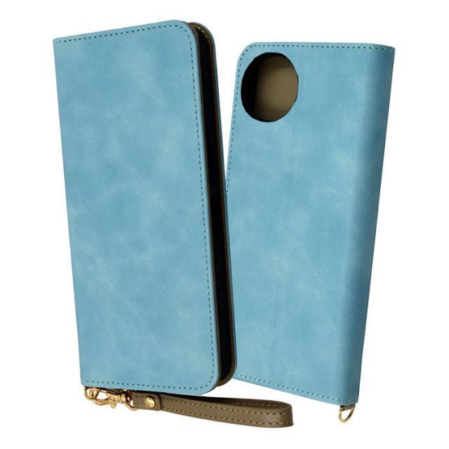 豊富な，定番 AQUOSwish4 手帳型 ケース ブルー カバー PU レザー 耐衝撃 カード 収納 ポケット ストラップホール 付 スタンド機能付き ムラ染め AQUOS wish4 SH-52E アクオス ウイッシュ SHARP シャープ Raffine IN-AQL その他