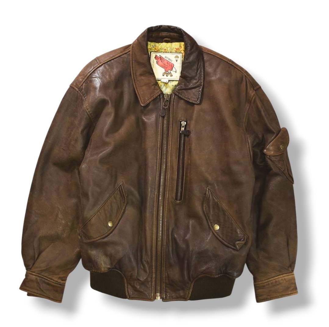 90sヴィンテージ古着　レザージャケット羊革中綿入り L / 90s ECHT LEATHER シープレザー 羊革 レザージャケット ミドル丈