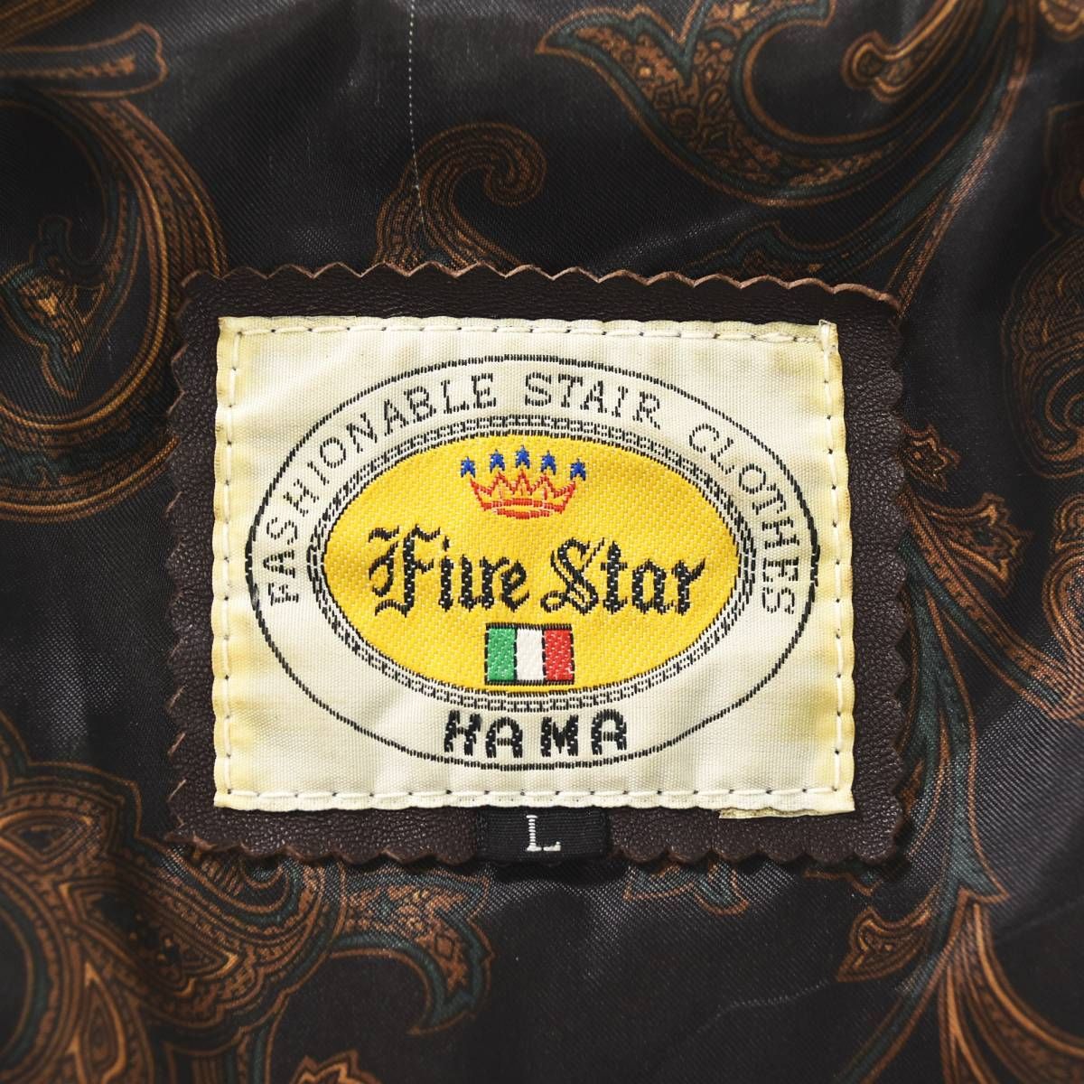 本革】 90s ヴィンテージ Fire Star HAMA イタリア製 生地 羊革 ラム