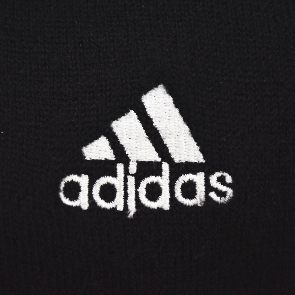 【美品】 アディダス ゴルフ adidas golf ハーフジップ ウール ニット ベスト モックネック 裏地 メッシュ スリーストライプス パフォーマンス ロゴ 刺繍 M ブラック スポーツ カジュアル ウェア メンズ