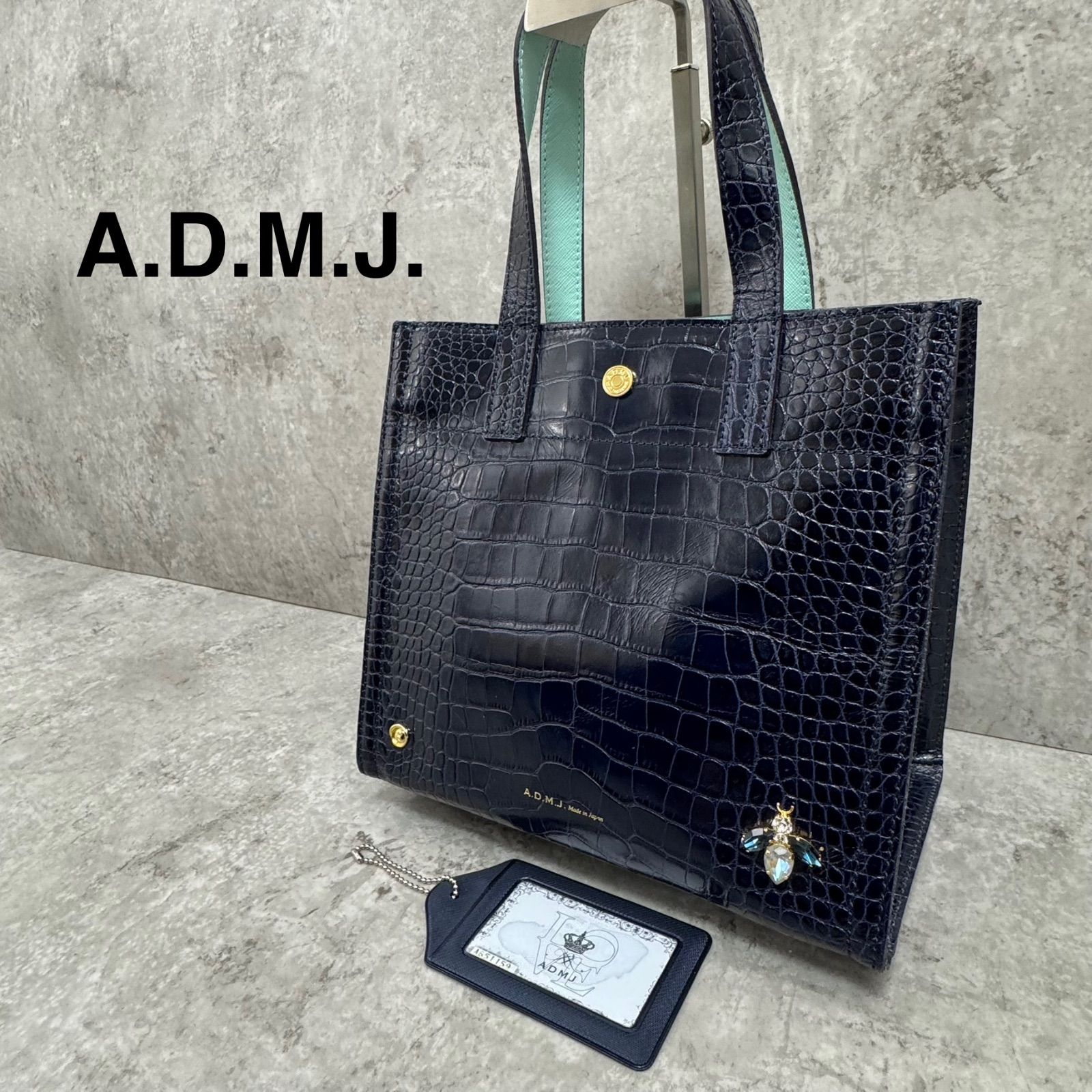 未使用】A.D.M.J. クロコ型押し THE BEE ザ・ビー スワロフスキー