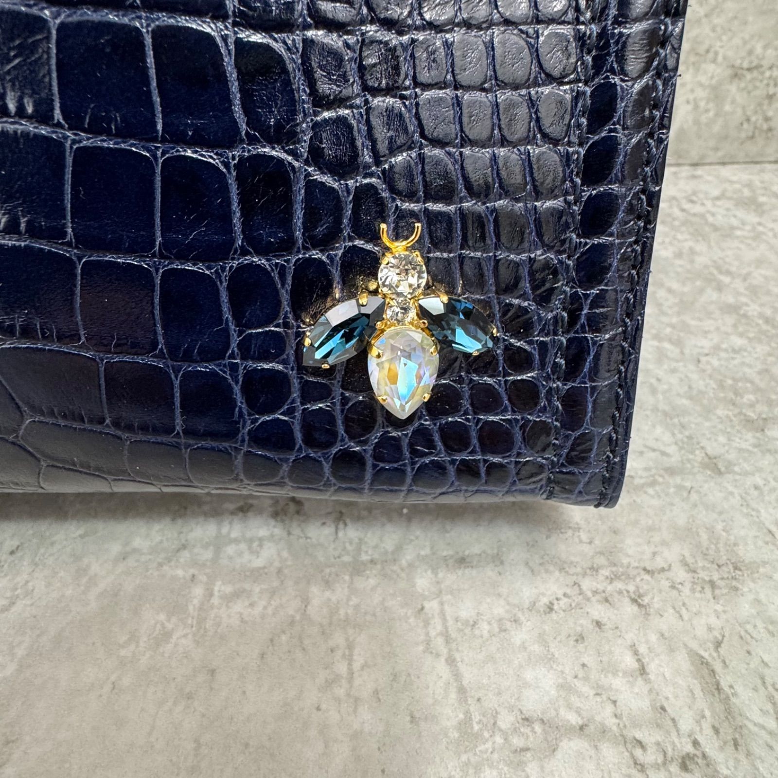 未使用】A.D.M.J. クロコ型押し THE BEE ザ・ビー スワロフスキー