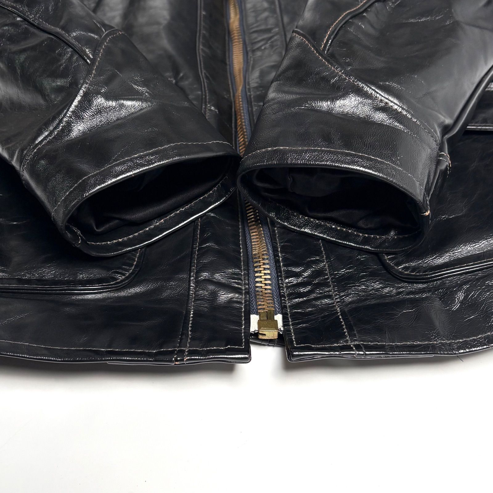 馬革】THE REAL McCOYS レザージャケット 黒 42 カーコート 本革