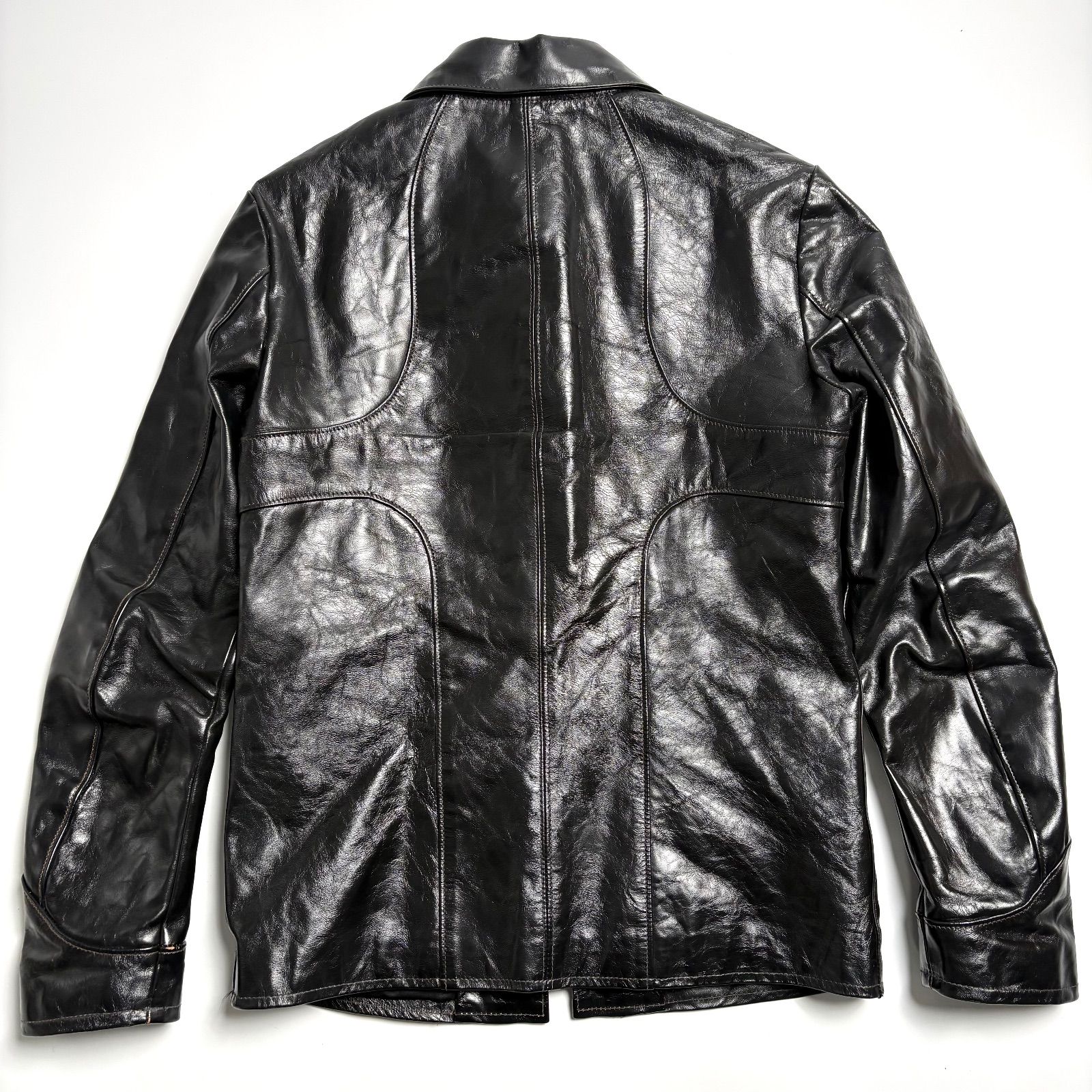 馬革】THE REAL McCOYS レザージャケット 黒 42 カーコート 本革