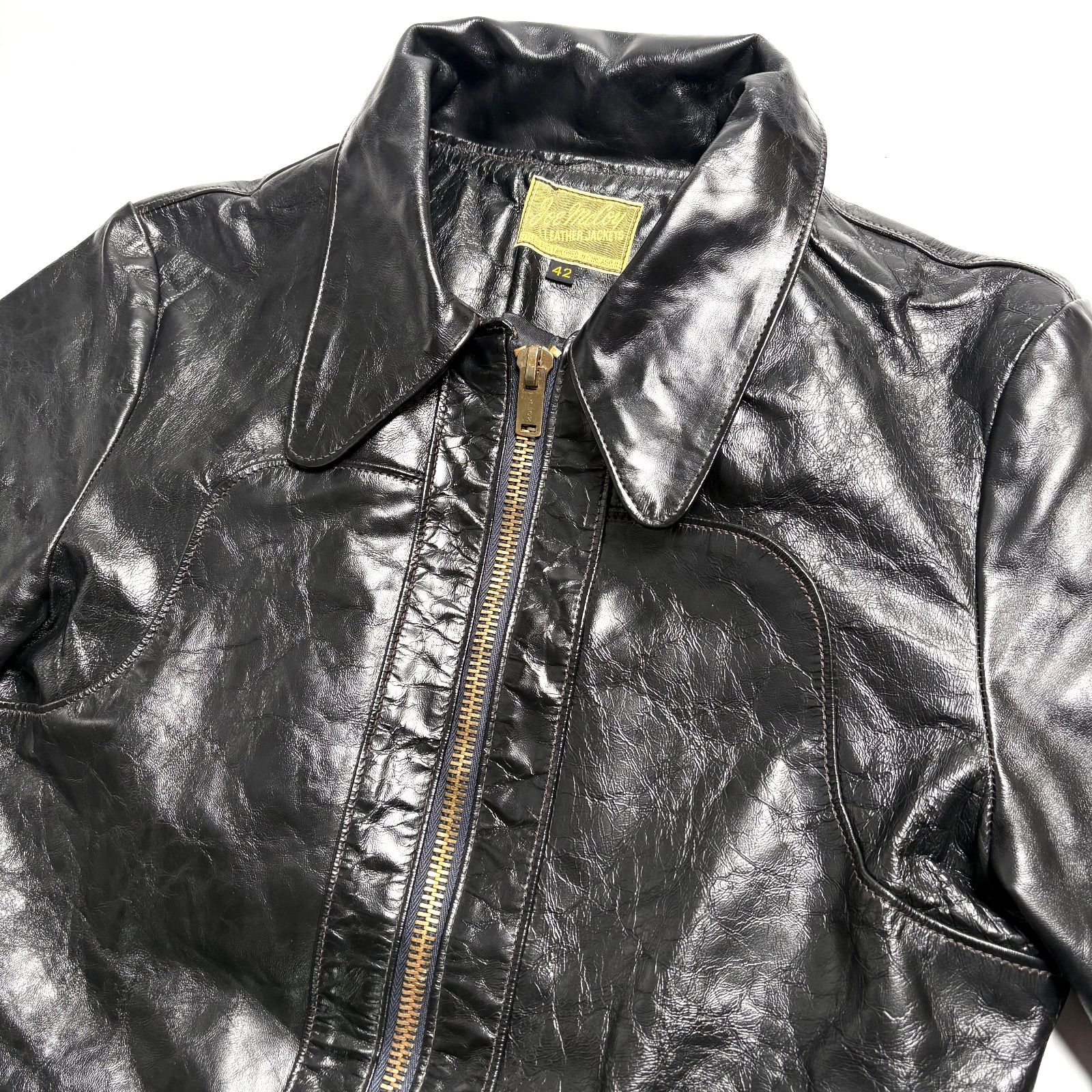 【日本製】JOE McCOY レザージャケット 黒 42 カーコート 馬革 馬革】THE REAL McCOYS レザージャケット 黒 42 カーコート 本革