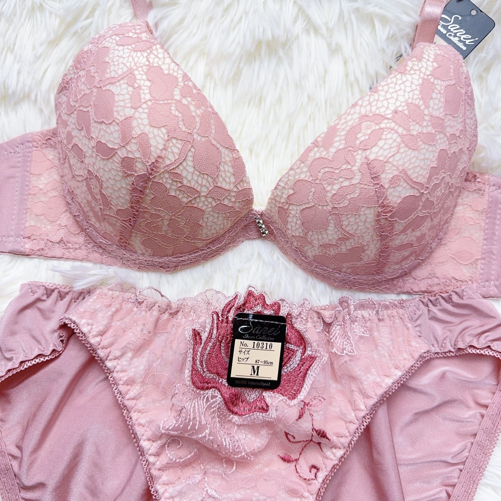 ブラショーツセット B65 B70 フルバック レース ローズ刺繍 ビジュー