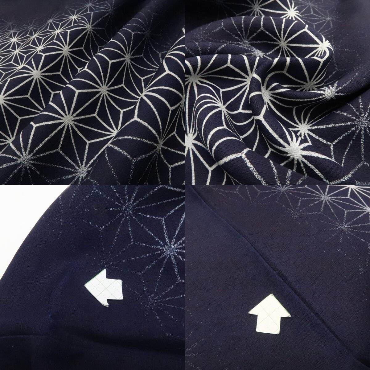 ❁tomihisa❁未着用 橋詰清貴 落款 麻の葉 着物 正絹 仕付け糸付 藍染