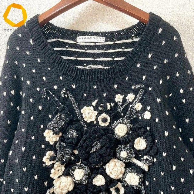 wnc カネコイサオ KANEKO ISAO ニット・セーター 黒 白 ハートドット