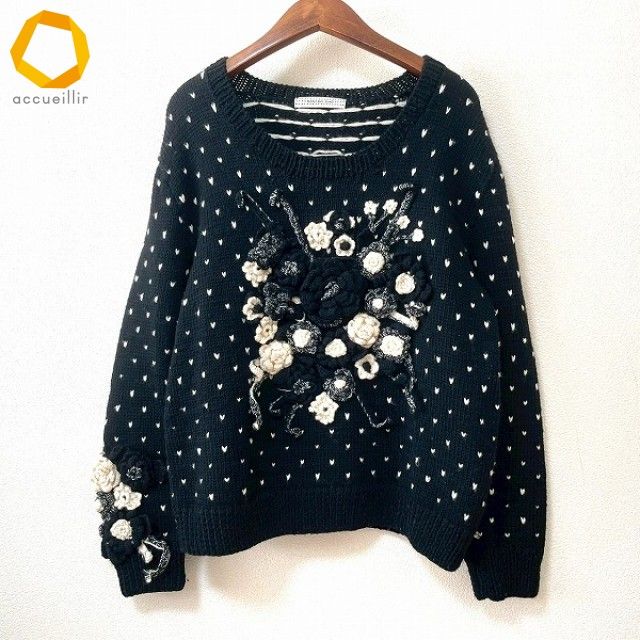 wnc カネコイサオ KANEKO ISAO ニット・セーター 黒 白 ハートドット