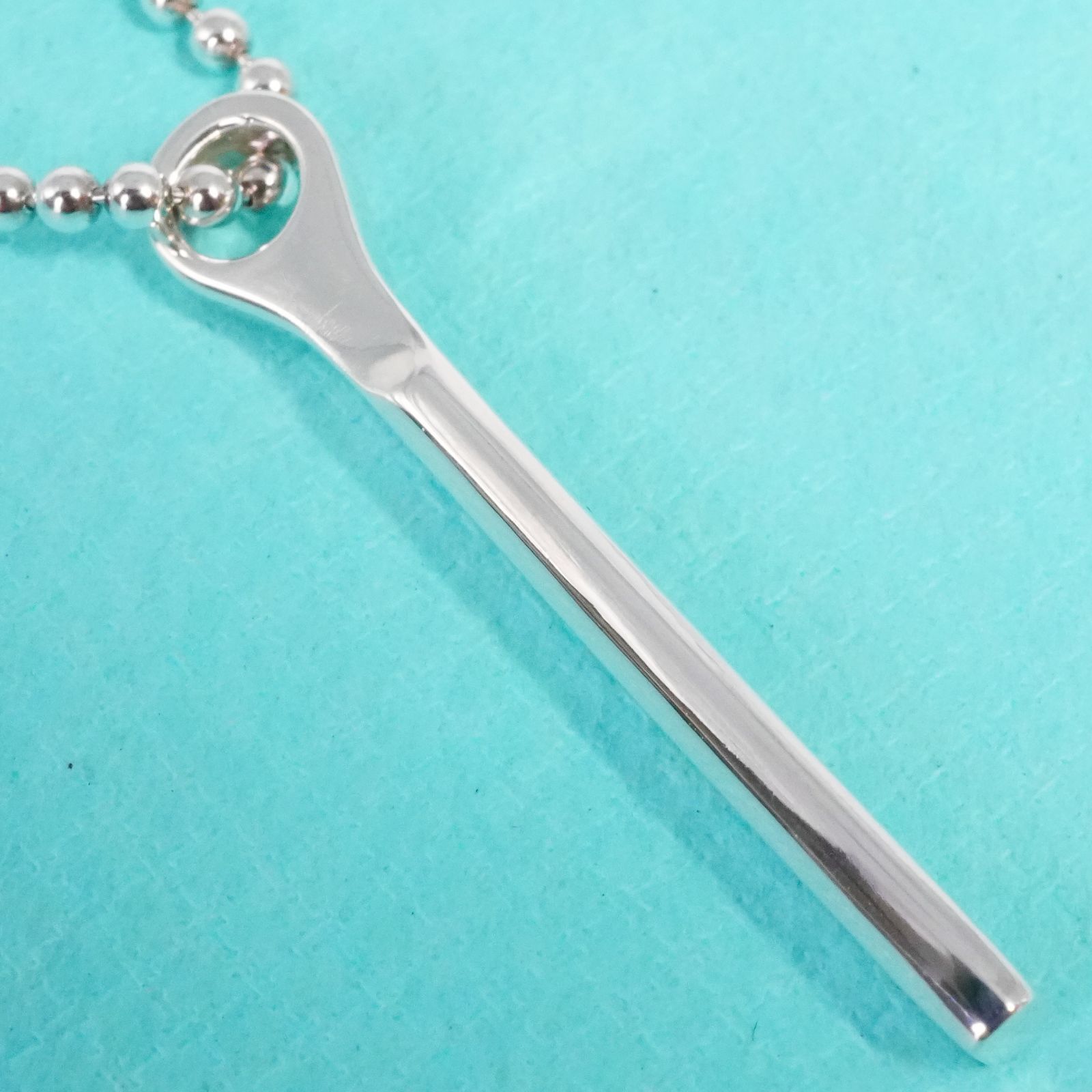 極美品 ティファニー メイカーズ バー ボールチェーン ネックレス25