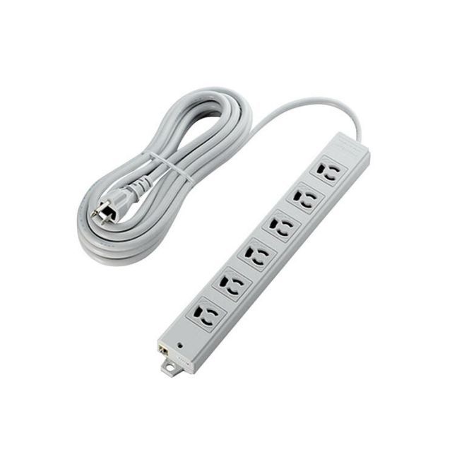 エレコム 工事・物件に最適な3ピン 熱に強い 抜け止め マグネット付 電源タップ 6個口 5m ホワイト白 ELECOM