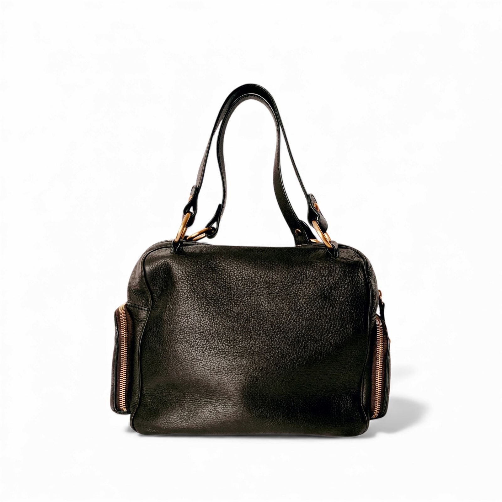 TOD'S トッズ マルチポケット レザー ショルダー ハンドバッグ ダーク