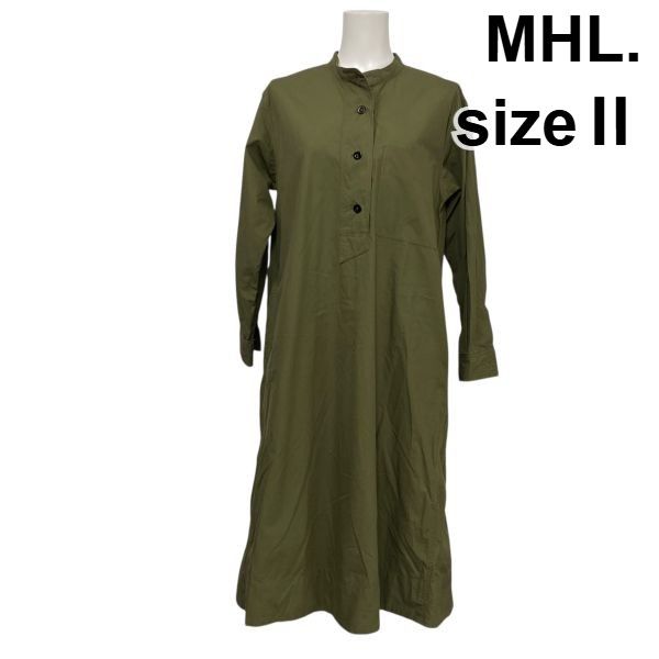 ◇ エムエイチエル MHL. シャツワンピース ロング丈 長袖 スタンド