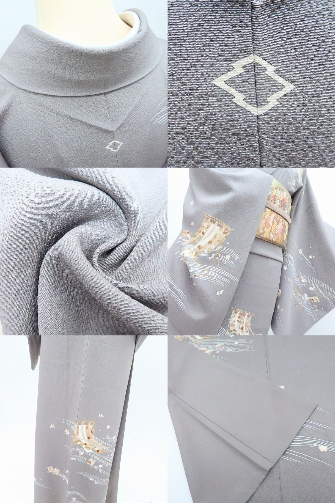 百華❀Y4251◇美品 縫い一つ紋 手縫い仕立て 桜 松竹梅 橘 几帳文 正絹