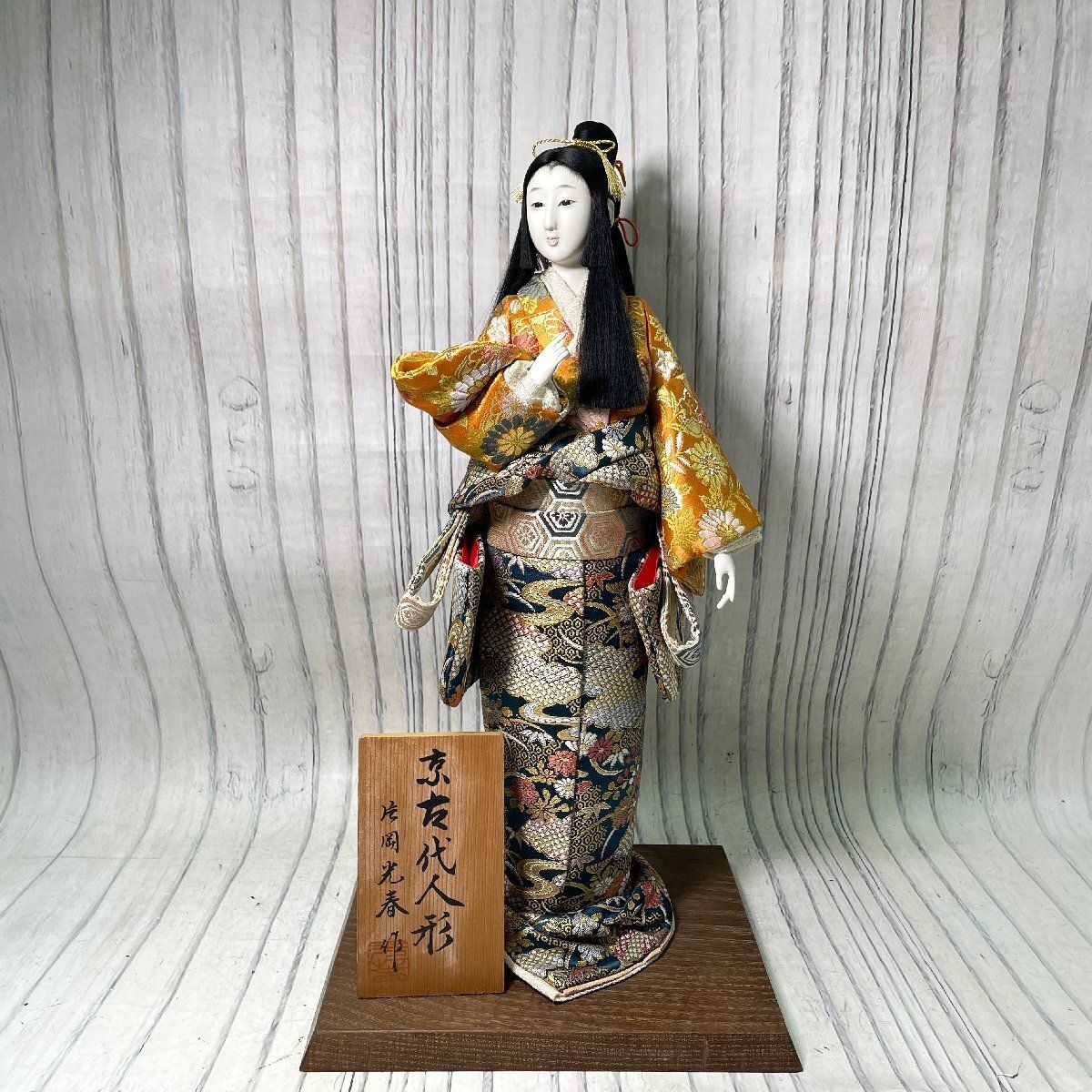 m002L G5(100) 片岡光春作 京古代人形 日本人形 立札 和装 日本髪 高さ