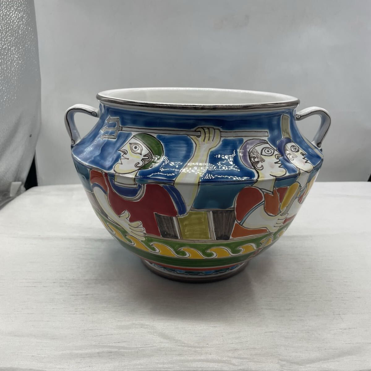 イタリア製 Ceramiche De Simone デ・シモーネ 両取っ手付 花器 ボウル