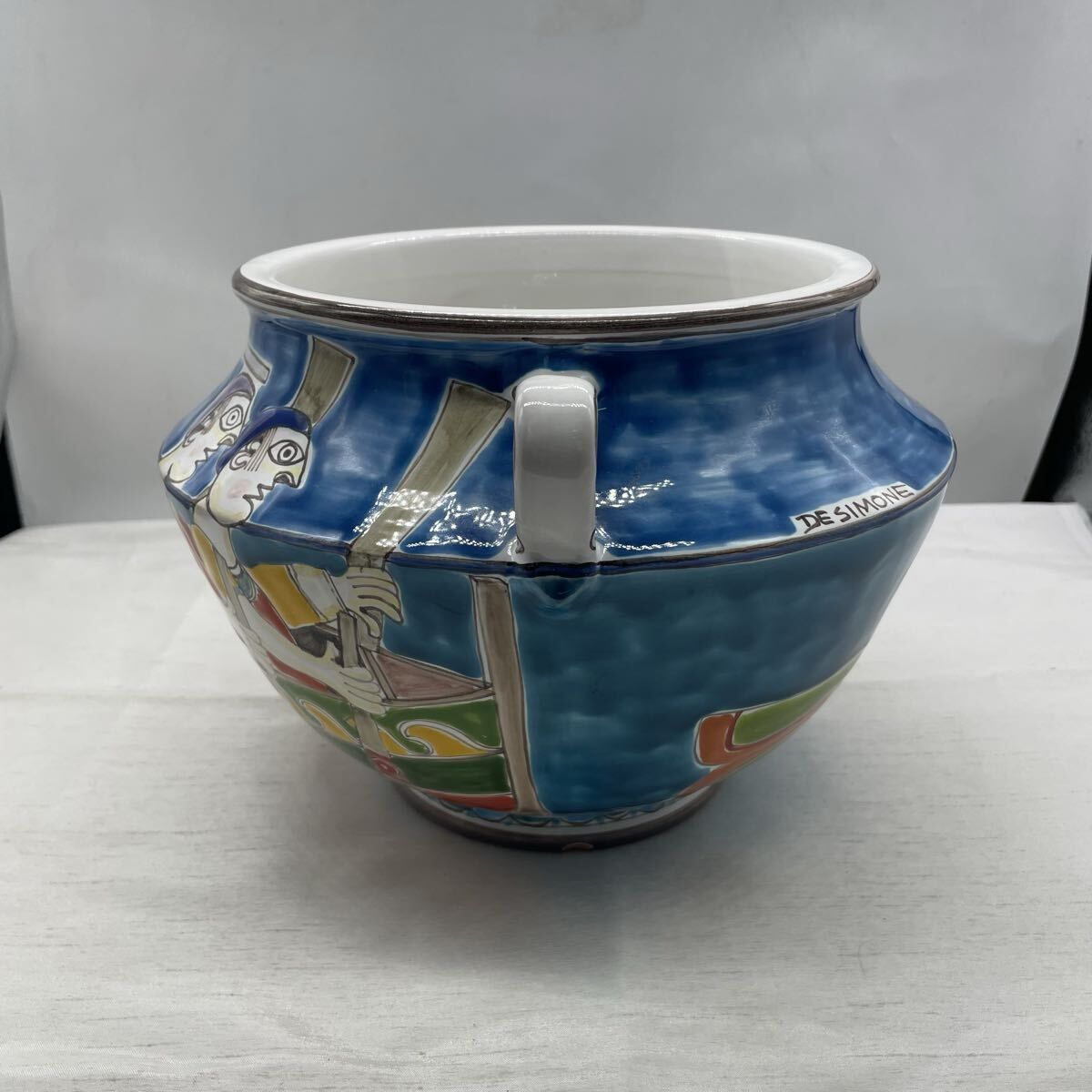 イタリア製 Ceramiche De Simone デ・シモーネ 両取っ手付 花器 ボウル